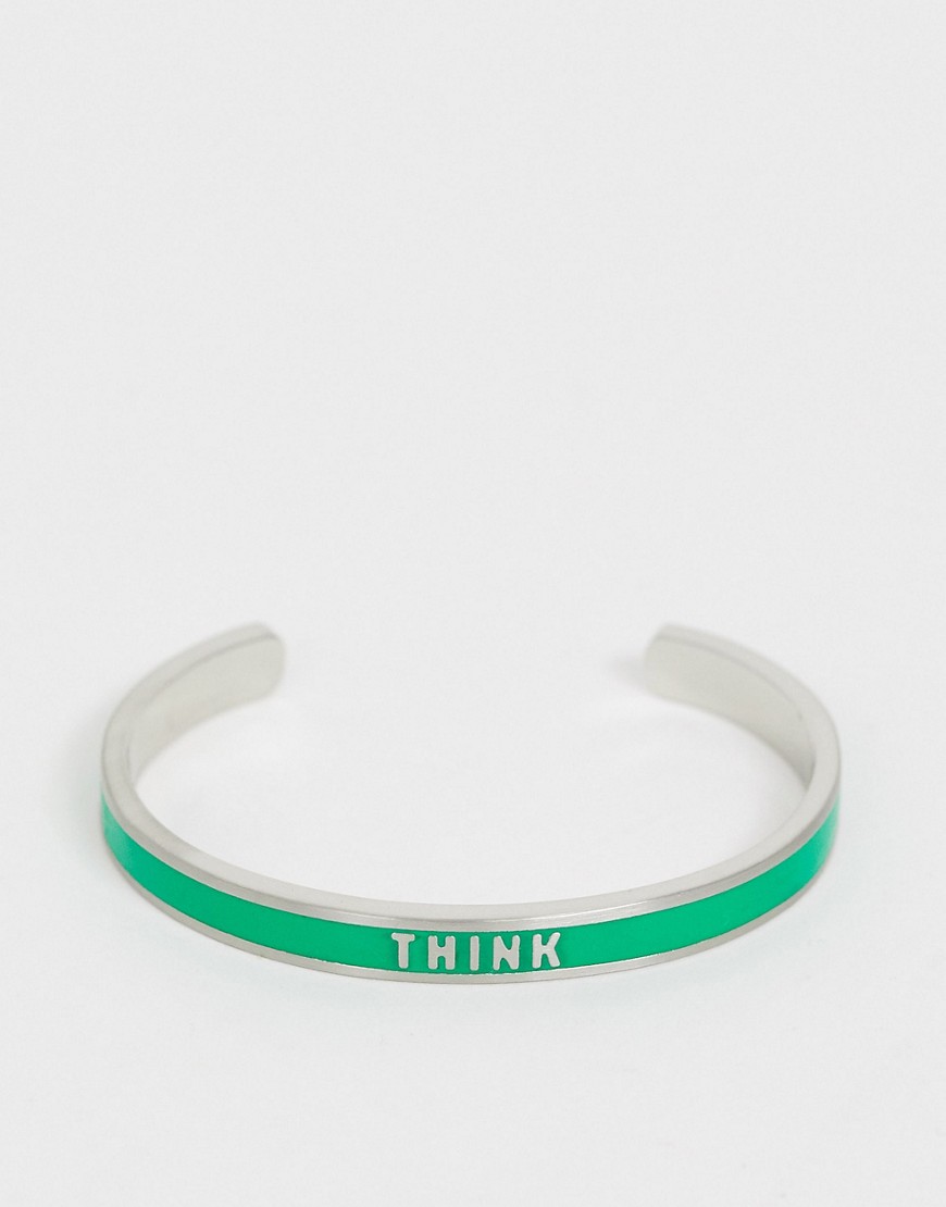 Benetton – Diversity collection – Smalt armband med text ”Think”-Grön