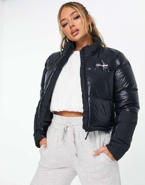 Women's Black Cropped Puffer Jacket