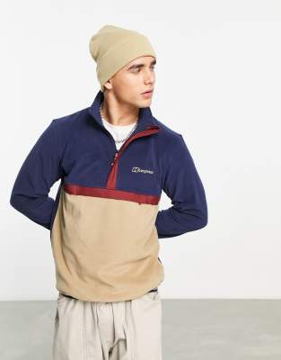 Berghaus Aslam 1/2 zip fleece in navy and stone - ASOS Price Checker