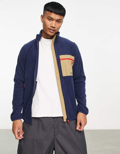 Berghaus Aslam full zip fleece in navy and stone | ASOS