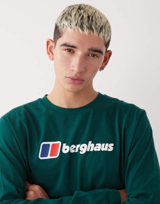 Berghaus Berghaus big logo long sleeve t-shirt in dark green, 5 of 5