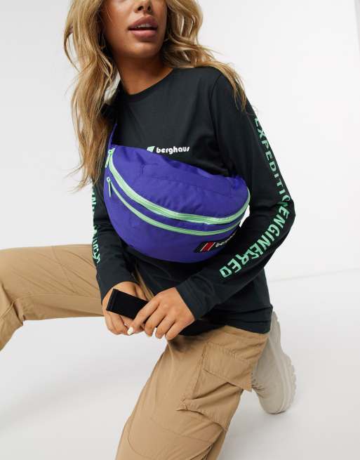 Berghaus Blitz 85 reversible bumbag in green/purple