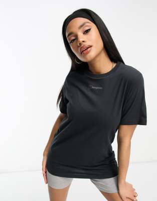 Berghaus Boyfriend t-shirt with central logo in black - ASOS Price Checker