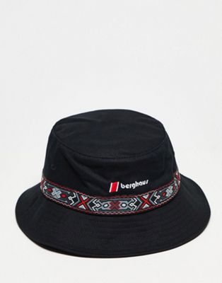 Berghaus bucket hat with aztec trim in black