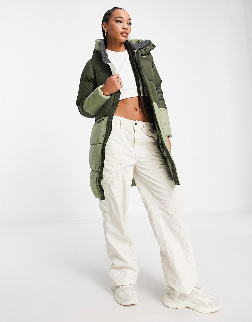Combust Reflect long insulated jacket in khaki-Green