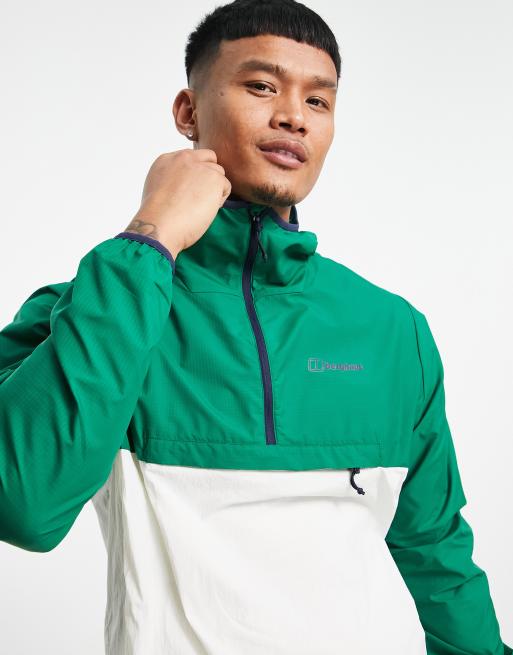 Berghaus Corbeck packable lightweight windproof jacket in green and white