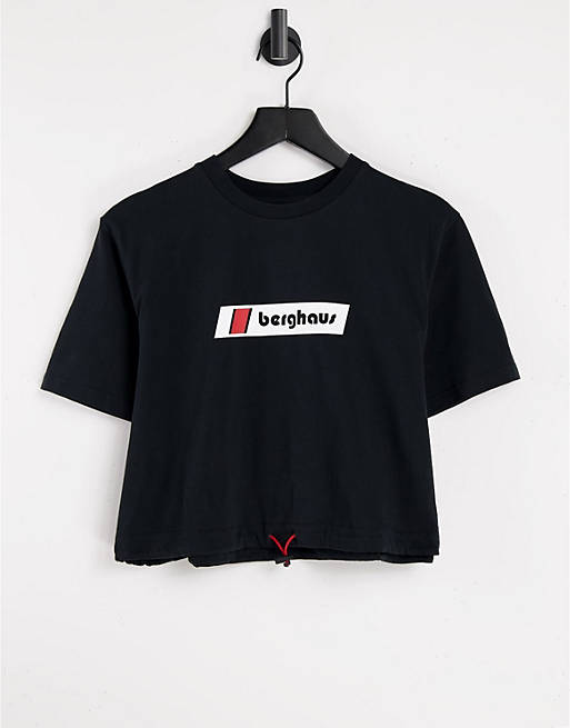 Berghaus cropped toggle logo T-Shirt in black