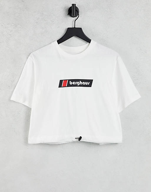 Berghaus cropped toggle logo T-Shirt in white