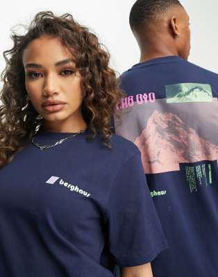 Berghaus Berghaus Dean Street unisex Cho Zine back print t-shirt in navy
