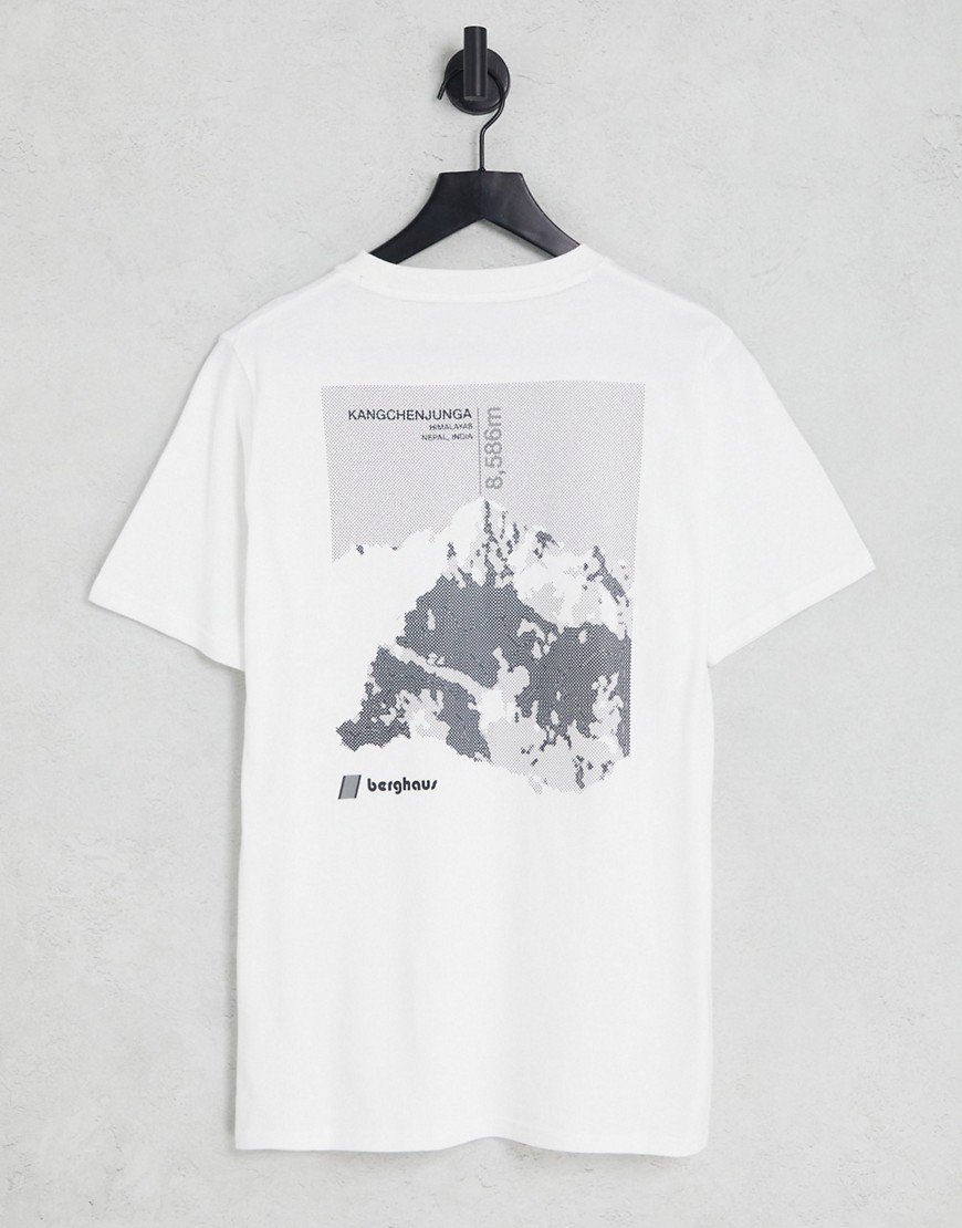 Dean Street unisex Kanchenjunga Static mountain back print t-shirt in white