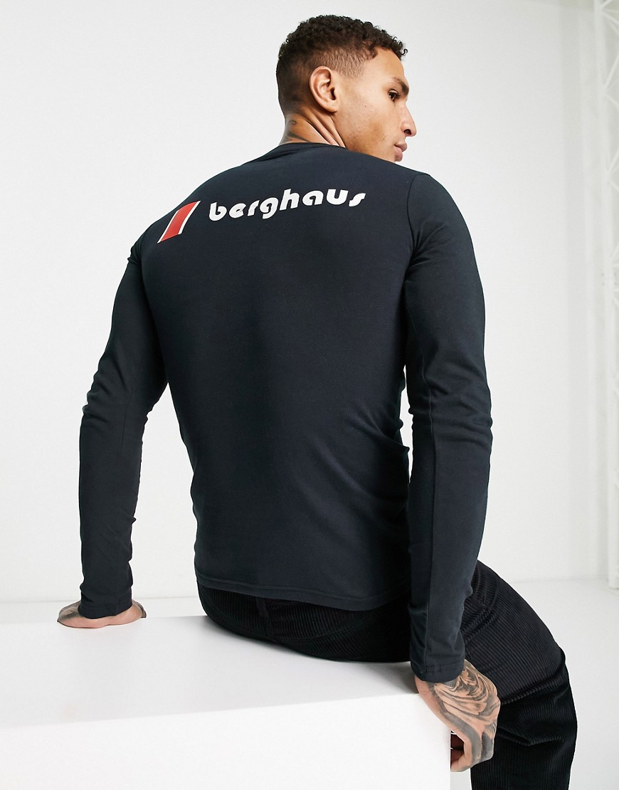 Berghaus Dean Street unisex Original Heritage front and back logo long sleeve t-shirt in black