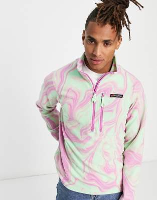 Berghaus Dean Street unisex Prism Trango 1/2 zip fleece in pink and green marble print