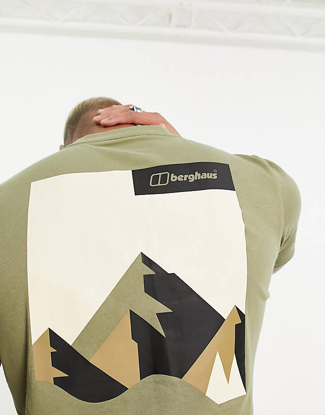 Berghaus - dolomites mtn t-shirt with mountain back print in khaki