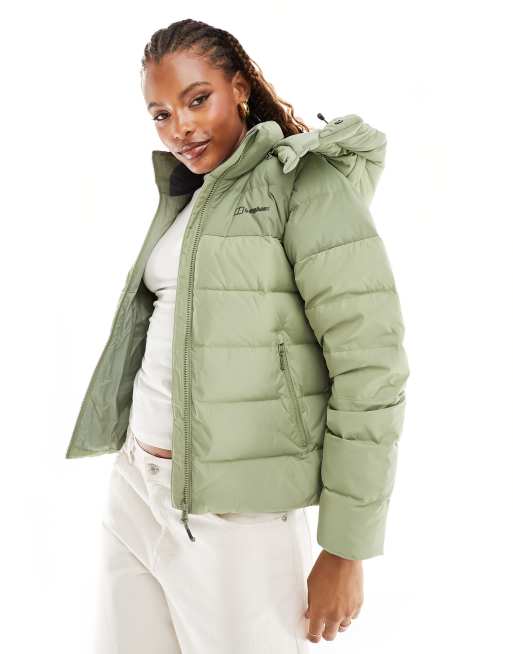 Puffer jacket women green online