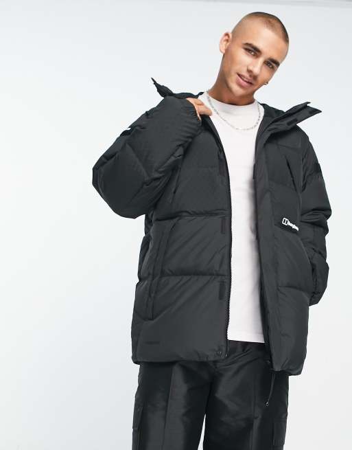 Berghaus Fawdon Premium hooded water resistant down jacket in black | ASOS