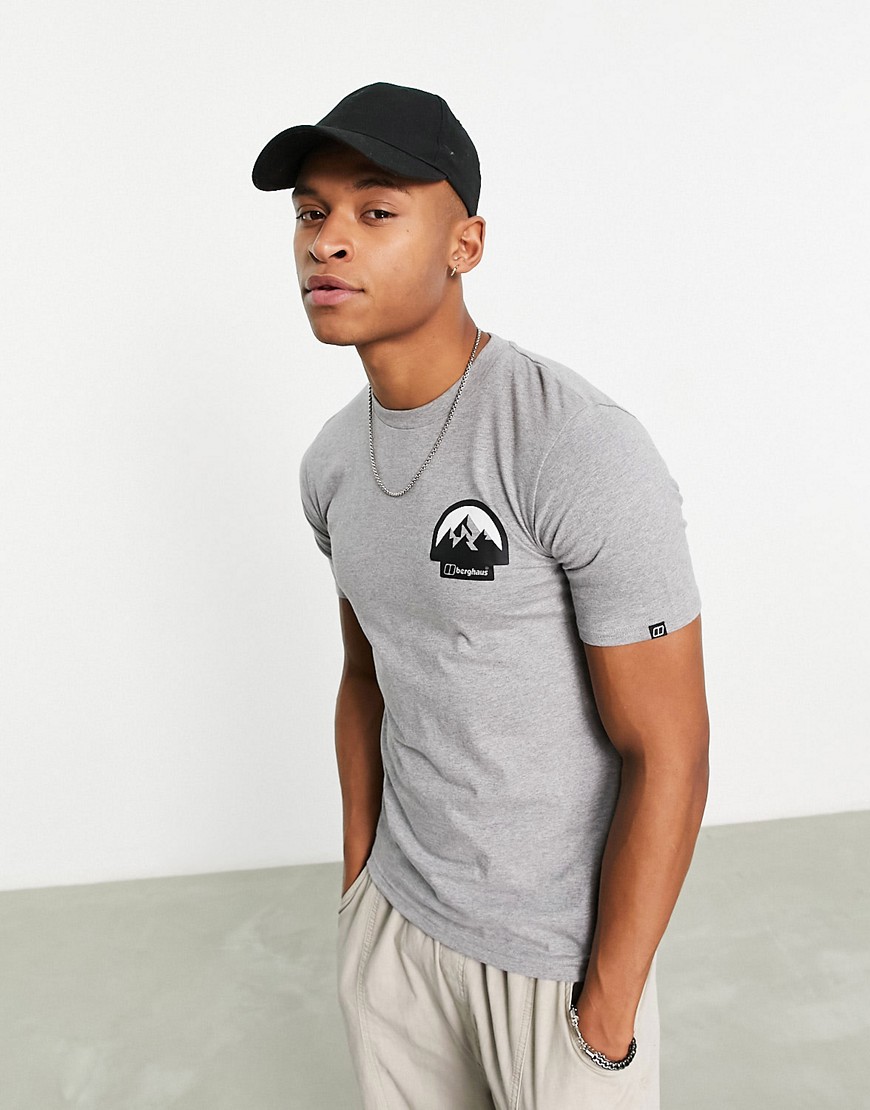 Grossglockner T-shirt with mountain print in heather gray
