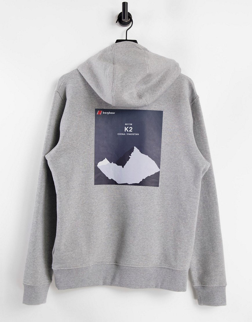 Berghaus Heritage back print hoodie in gray-Grey