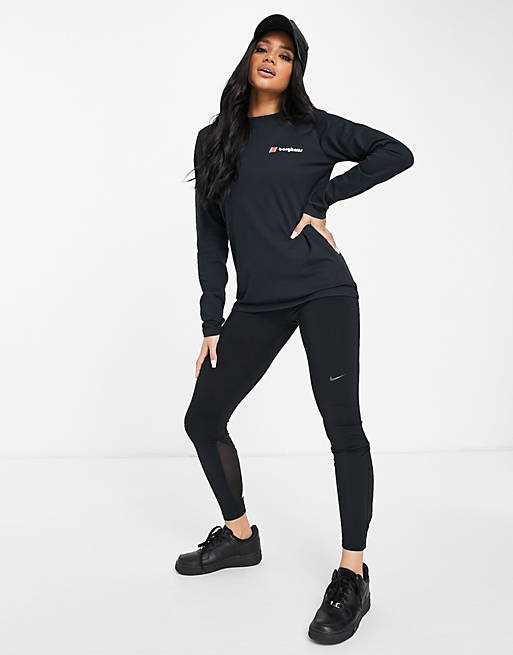 Sportswear Berghaus Heritage front and back long sleeve t-shirt in black 