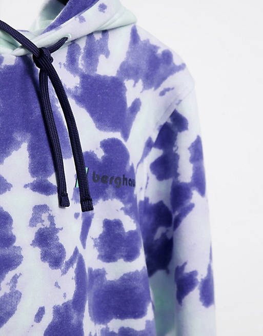 Women Berghaus Heritage Small Logo hoodie in purple tie dye 