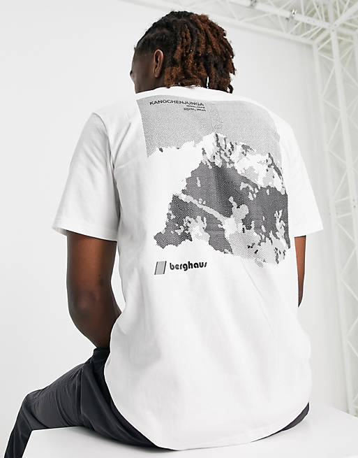Berghaus Kanchenjunga Static mountain back print t-shirt in white | ASOS