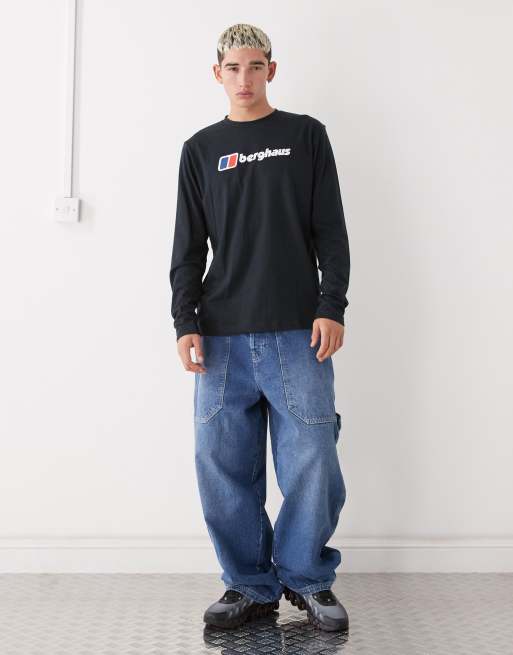 Berghaus – Langärmliges T-Shirt in Schwarz mit großem Logo, 2 von 5