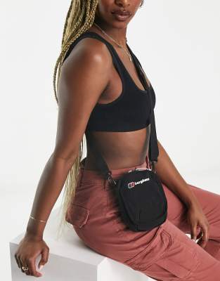 Berghaus logo cross body flight bag in black