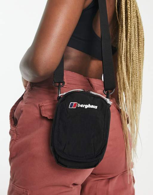 Berghaus logo cross body flight bag in black ASOS