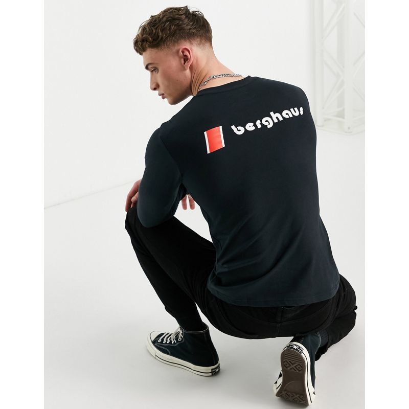Activewear Attività all'aria aperta Berghaus - Maglietta heritage a maniche lunghe nera con logo davanti e dietro