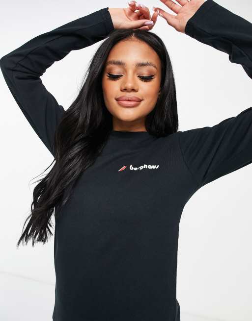 Berghaus Maglietta heritage a maniche lunghe nera con logo davanti e dietro