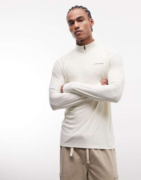 Berghaus Men's  24/7 half zip long sleeve tech tee in pale green