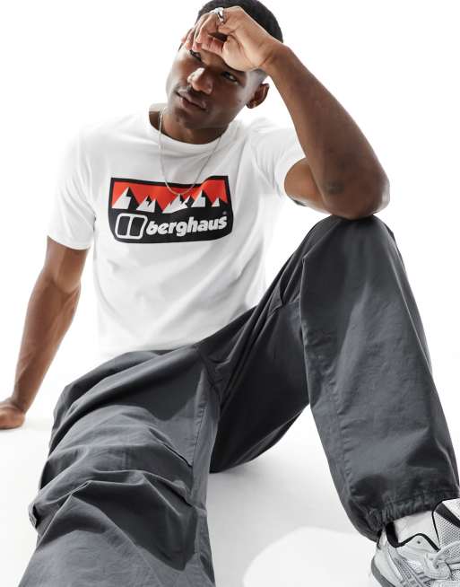 Berghaus mountain print short sleeve tee in white