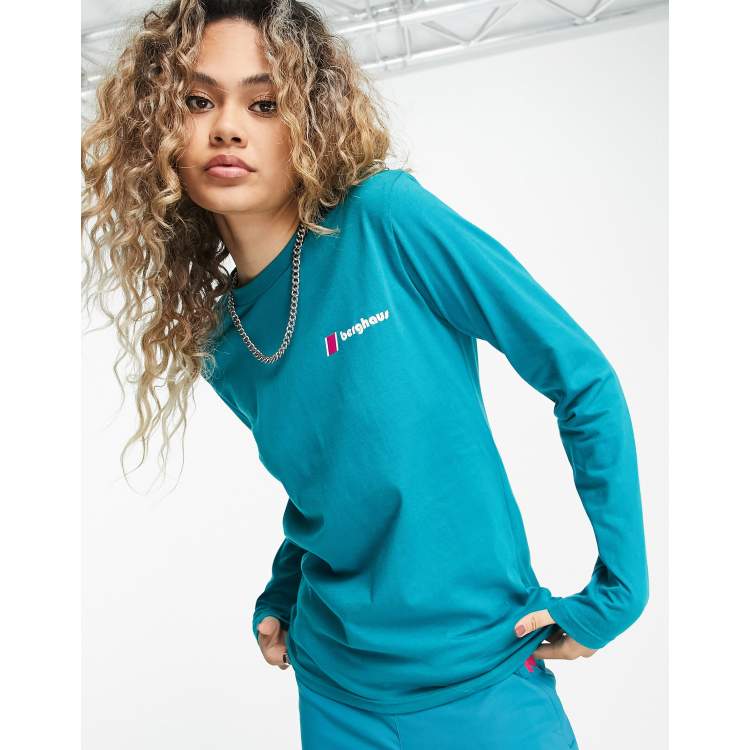 Berghaus Org Heritage front and back logo long sleeve t shirt in teal ASOS