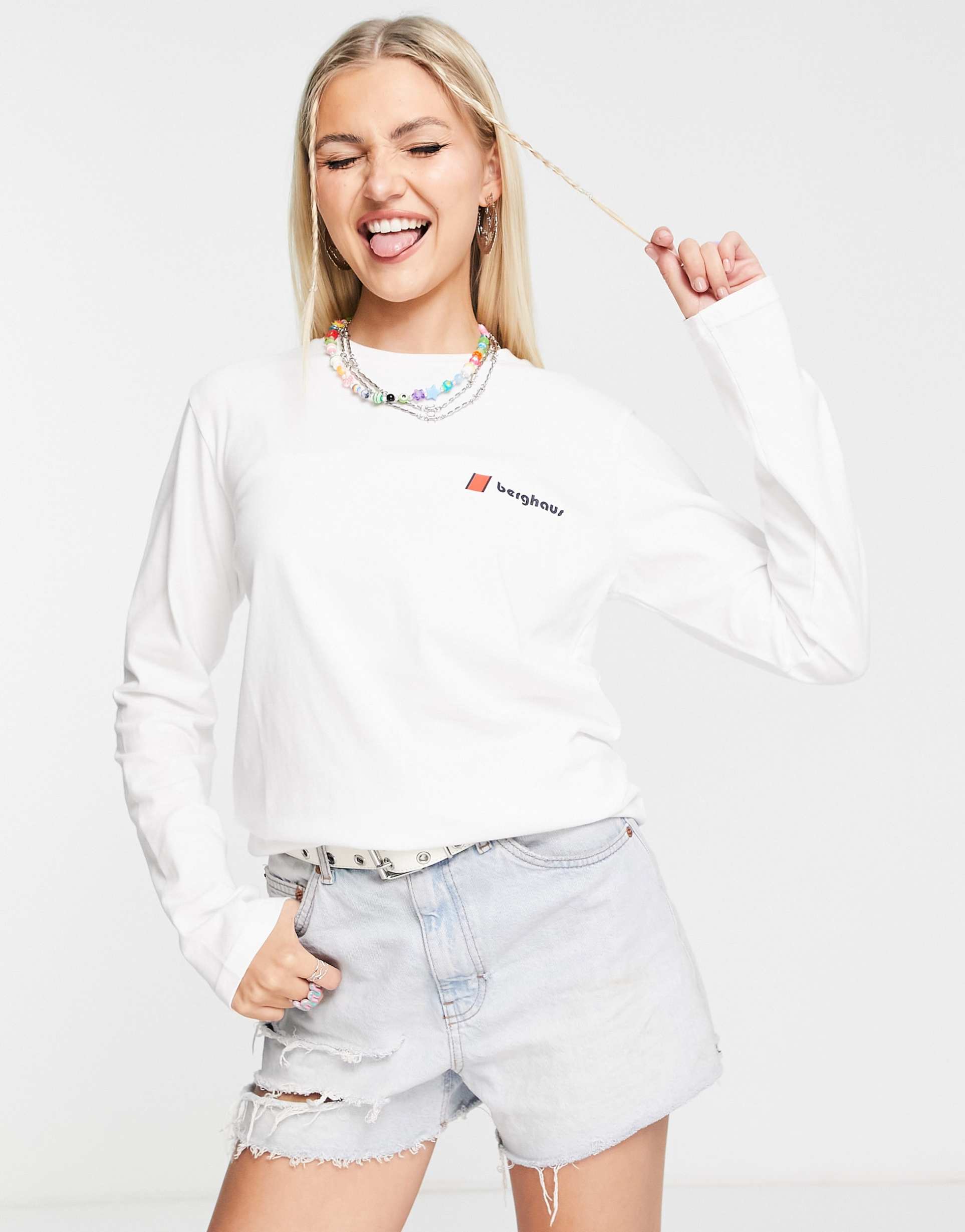 Berghaus Org Heritage front and back logo long sleeve t-shirt in white view 2
