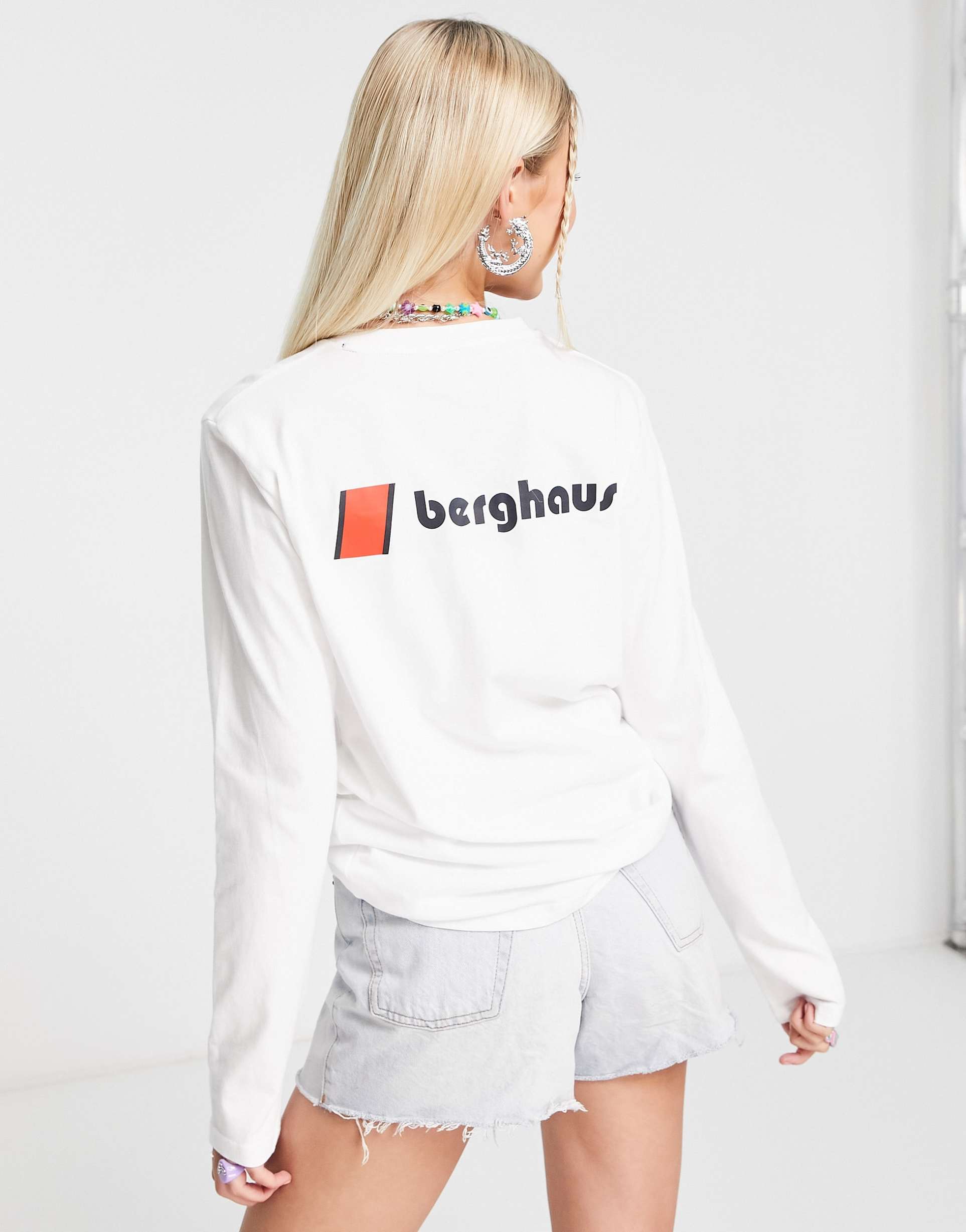 Berghaus Org Heritage front and back logo long sleeve t-shirt in white view 3
