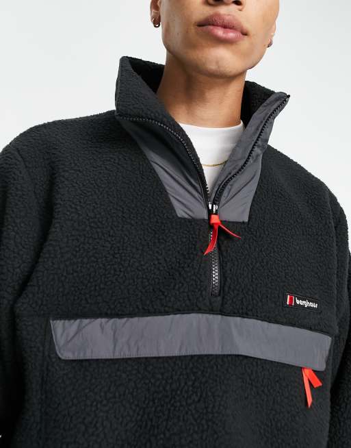 Berghaus oversized quarter zip smock fleece in black ASOS