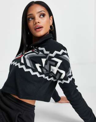 Berghaus Berghaus Prism Aztec 1/2 zip cropped fleece in black