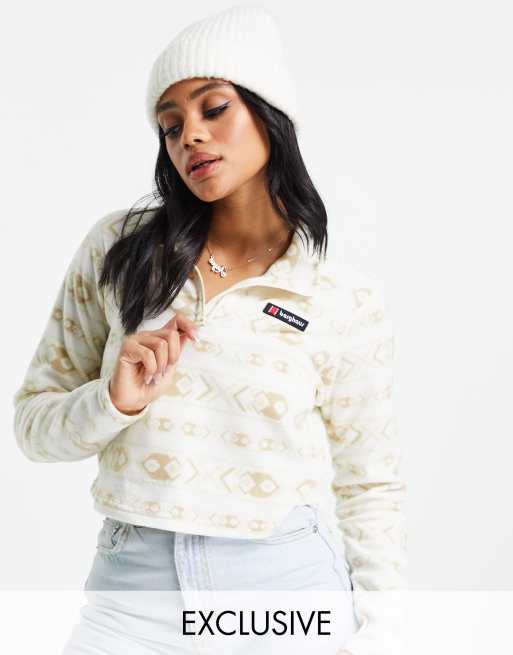 Berghaus Prism Aztec cropped fleece in beige Exclusive at ASOS