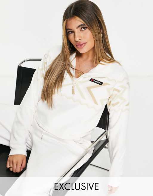 Berghaus - Prism - Cropped fleece met aztekenprint en {0}/{1} rits in lichtbeige, exclusief bij ASOS