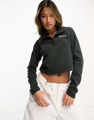 Berghaus Prism cropped half zip sweatshirt in black