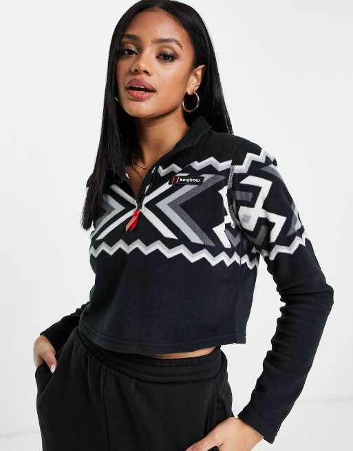 Berghaus - Prism - Polaire courte à col zippé et motif aztèque - Noir, 3 de 4
