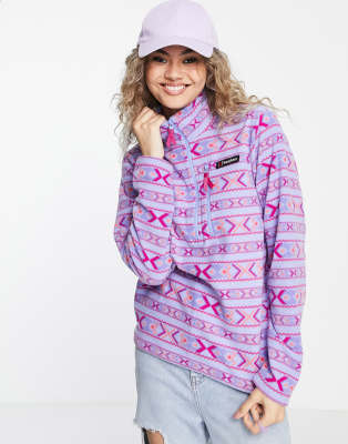 Berghaus Prism Printed Trango 1/4 zip fleece in fuchsia aztec-Pink