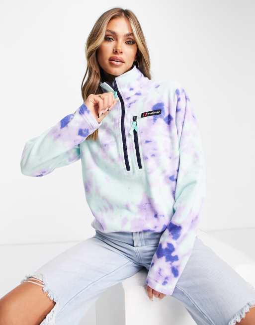 Berghaus – Prism Trango – Fleece-Oberteil in lila Batikmuster mit halblangem Reißverschluss