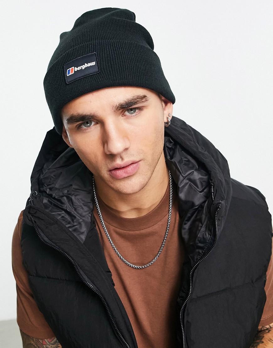 Berghaus Recognition logo patch knit beanie in black