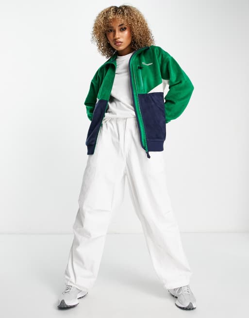 Berghaus Retorise fleece full zip jacket in green and navy color block ASOS