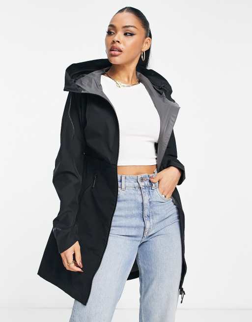 Berghaus Rothley water resistant long hooded tech coat in black | ASOS