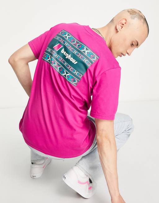 Berghaus – Różowy T-shirt ze wstawką w aztecki wzór