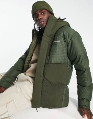 Berghaus Sabber hooded down puffer jacket in khaki | ASOS