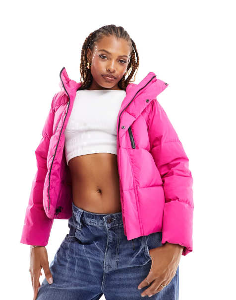 Pink women's clearance jacket with hood