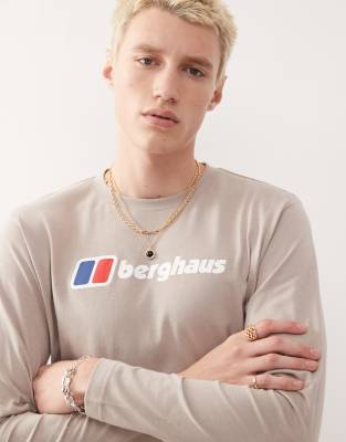 Berghaus T-shirt berghaus big logo long sleeve t-shirt in taupe-Neutral