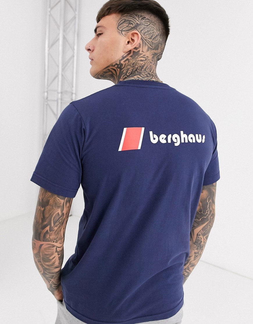 Berghaus - T-shirt con logo heritage fronte e retro blu navy-Nero